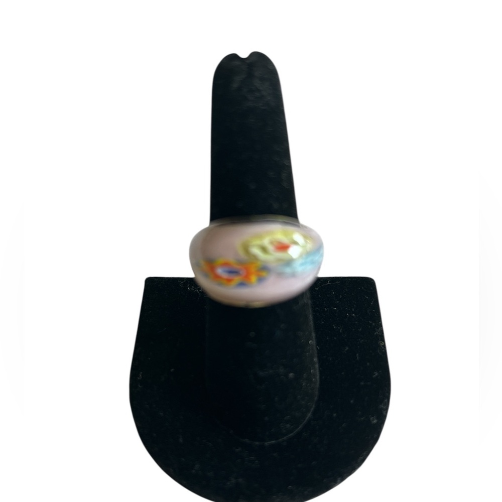 Murano Lt Pink Milliefiori Glass Lamp Work Ring